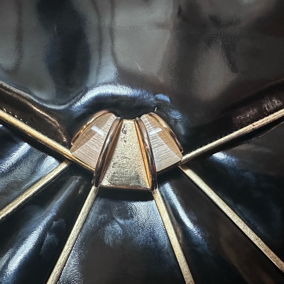 Bally Black Patent Leather Envelope 2-Way Shoulder & Clutch • Art Deco •Vintage - Picture 13 of 14